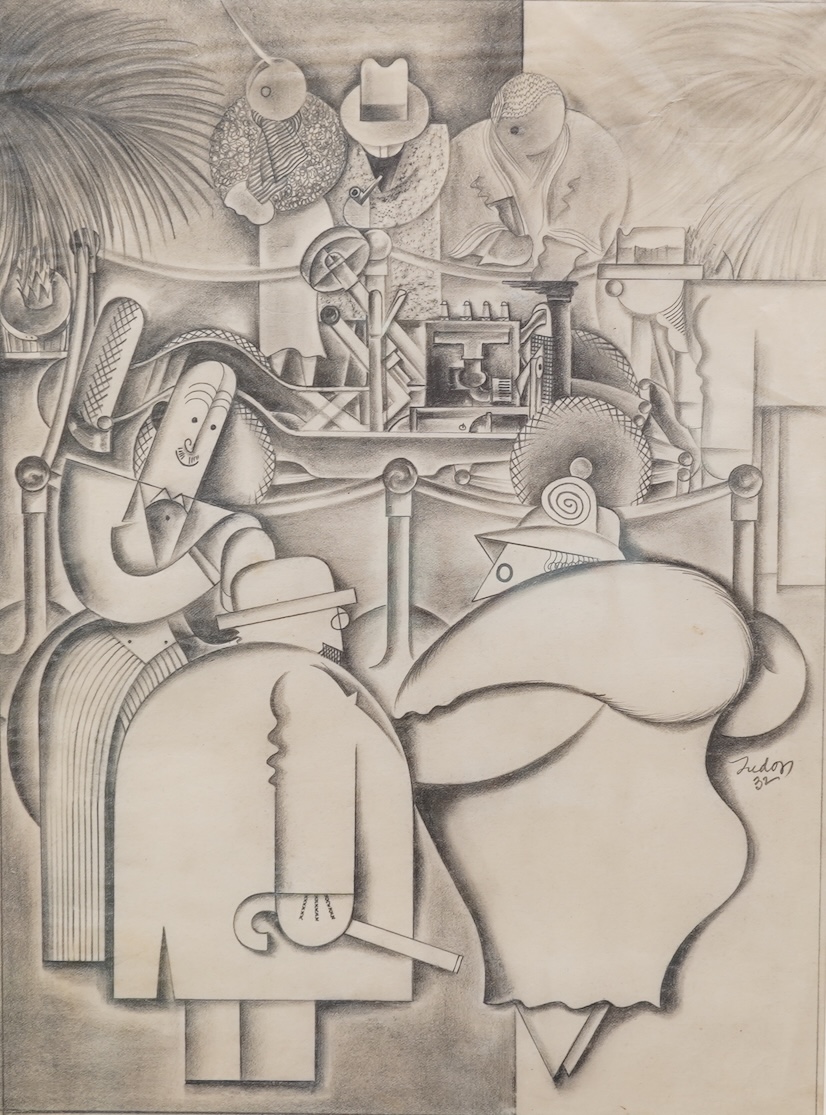 Charles Tudor, American (1903-1970), 'Figures around a bar'